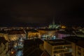 Scenic view on chrismas Brno center, Zelny trh and cathedral of Saint Peter