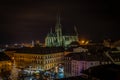 Scenic view on chrismas Brno center, Zelny trh and cathedral of Saint Peter