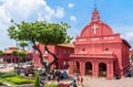 Scenic view of the Christ Church Malacca and Dutch Square,people can seen exploring around the Royalty Free Stock Photo