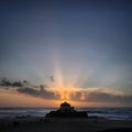 Scenic view of the church on the beach against sky during sunset near Porto, Portugal, January 2018 Royalty Free Stock Photo