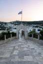 Scenic view of the church of Holy Trinity in Lefkes, Paros, Greece Royalty Free Stock Photo