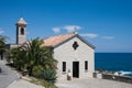 Scenic view of the church of Sant`Ampelio on the Mediterranean sea in Bordighera