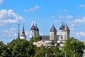 Scenic view of churches in Iasi seen from Voivodes' Hall in Palace of culture in Romania Royalty Free Stock Photo