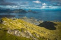 Scenic view of the city of Ballstad and the Lofoten Islands in autmun