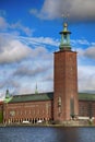 Scenic view of the City Hall from Riddarholmskyrkan, Stockholm, Royalty Free Stock Photo