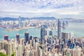 Scenic view of Cityscape of Hong Kong at Victoria Harbour from Vitoria Peak , Hong Kong Royalty Free Stock Photo