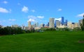 Scenic view of cityscape and River Valley park - Edmonton, Alberta, Canada. View from Muttart Conservatory gardens.