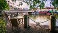 Scenic view of Clarke Quay and Bumboat cruising in Singapore River Royalty Free Stock Photo