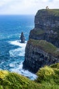 Scenic view of the Cliffs of Moher and O\'Brien\'s Tower at sunrise Royalty Free Stock Photo