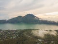 Scenic view of clouds and mist at sunrise from the top of mount Batur Kintamani volcano , Bali, Indonesia. Royalty Free Stock Photo