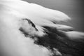 Clouds rolling over Table Mountain in Cape Town, Southafica. This fenomenon is called Tablecloth Royalty Free Stock Photo