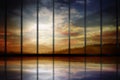 Scenic view of cloudy sky seen through silhouette metal grate