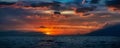 Scenic view of the cloudy sky and sunset over the pacific ocean on Maui beach, Hawaii Royalty Free Stock Photo