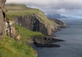 Scenic view of coast of Mykines