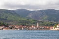 Jelsa - Scenic view of coastal town Jelsa on Hvar island in Dalmatia, South Croatia, Europe. Coastline of Adriatic Sea Royalty Free Stock Photo