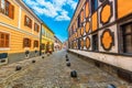 Colorful street in baroque town Varazdin.