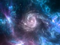 Colorful spiral galaxy in deep space