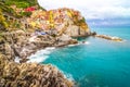 Scenic view of colorful village Manarola in Cinque Terre Royalty Free Stock Photo