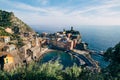 Scenic view of colorful village Vernazza in Cinque Terre, Italy Royalty Free Stock Photo