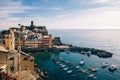 Scenic view of colorful village Vernazza in Cinque Terre, Italy Royalty Free Stock Photo