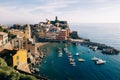 Scenic view of colorful village Vernazza in Cinque Terre, Italy Royalty Free Stock Photo