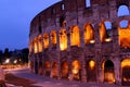 Scenic view of Colosseum illuminated at night in Rome, Italy Royalty Free Stock Photo