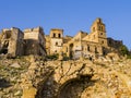 Scenic view of Craco ruins, ghost town abandoned after a landslide, Basilicata region, southern Italy