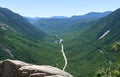 The scenic view of Crawford Notch in the summer from Mt. Willard in Carroll County in the White Mountains of NH