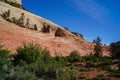 Scenic view of Cross beds of aeolian sandstone rock formations on Zion National Park Canyon Overlook hiking trail, Utah, USA Royalty Free Stock Photo