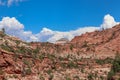 Scenic view of Cross beds of aeolian sandstone rock formations on Zion National Park Canyon Overlook hiking trail, Utah, USA Royalty Free Stock Photo