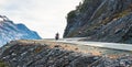 Scenic view of curve and slope asphalt road on the mountain on the day in summer season..