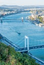 Scenic view of Danube river bridges in Budapest Royalty Free Stock Photo