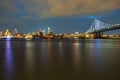 Scenic view of downtown Philadelphia on the bank of river Delaware with Ben Franklin Bridge at night Royalty Free Stock Photo