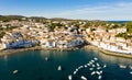 View from drone of Cadaques town, Spain