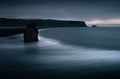 Scenic view from Dyrholaey to Reynisfjara beach against cloudy sky Royalty Free Stock Photo