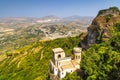 Scenic view from Erice at countryside with Torretta Pepoli chateau