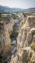 Scenic view of eroded rock formations in a desert landscape