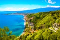 Etna volcano vulcano view from Taormina, Sicily, Italy Royalty Free Stock Photo