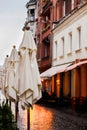 Scenic view of the evening street in the Old Town in Lviv, Ukraine Royalty Free Stock Photo