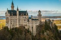 Scenic view of famous fairytale looking Neuschwanstein castle in Bavaria, Germany Royalty Free Stock Photo