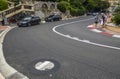 Scenic view with the famous hairpin bend of motor race asphalt on Monaco Grand Prix street circuit Royalty Free Stock Photo