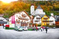 Scenic view of famous Hallstatt viilage. Typical Austrian Alpine Royalty Free Stock Photo