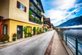 Scenic view of famous Hallstatt viilage. Typical Austrian Alpine Royalty Free Stock Photo