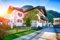 Scenic view of famous Hallstatt viilage. Typical Austrian Alpine Royalty Free Stock Photo