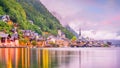 Scenic view of famous Hallstatt village in Austria Royalty Free Stock Photo