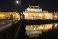 Scenic view of Famous National Theater at night, Prague, Czech Republic in historical center of Prague, buildings and monuments Royalty Free Stock Photo