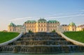 Scenic view of famous Schloss Belvedere summer residence for Prince Eugene of Savoy, Vienna, Austria