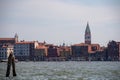 Venice - Scenic view from ferry of bell tower St Mark\'s Campanile, Venice, Veneto, Italy, Europe Royalty Free Stock Photo