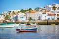 Scenic view of fishing boats in Ferragudo, Portugal Royalty Free Stock Photo