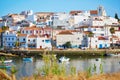 Scenic view of fishing boats in Ferragudo, Portugal Royalty Free Stock Photo